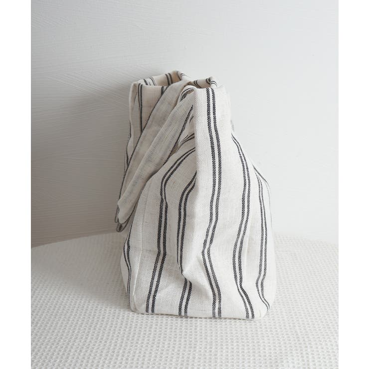 トートバッグ 綿麻 ストライプ柄 韓国風 | Miniministore | 詳細画像18 