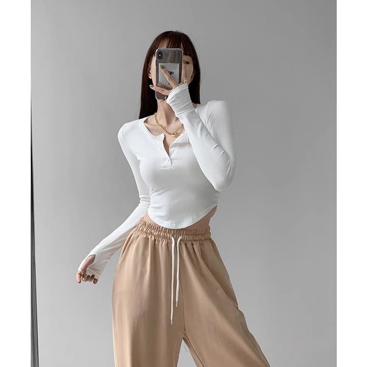 長袖Tシャツ レディース ボタン 無地 | Miniministore | 詳細画像8 