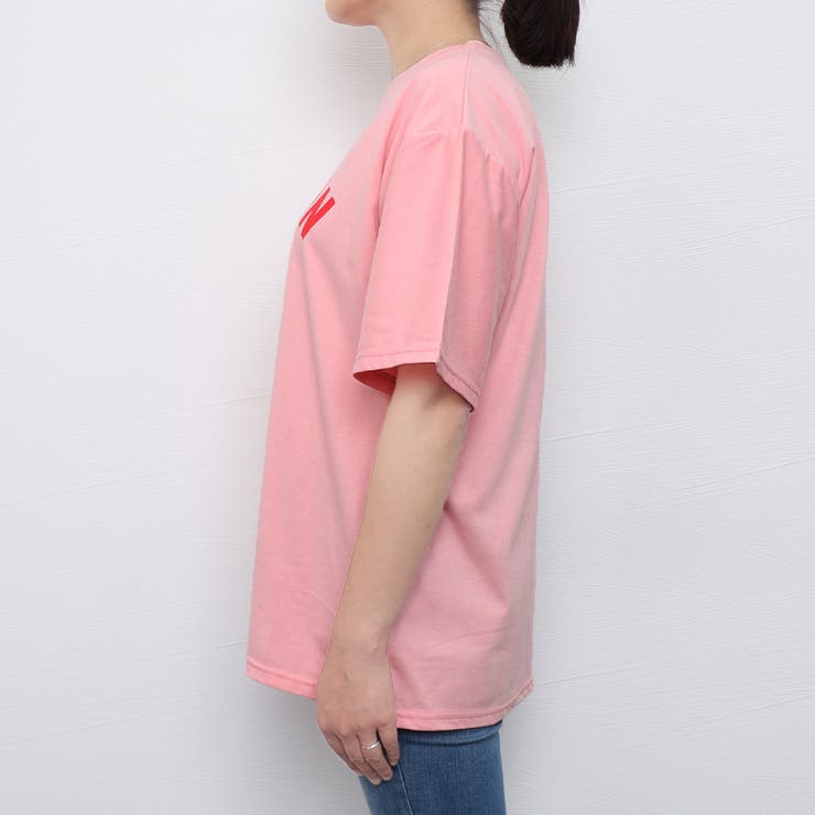 在庫処分 激安 食品 半袖Tシャツ レディース 韓国 英字ロゴ[品番：II000008674 Lサイズ