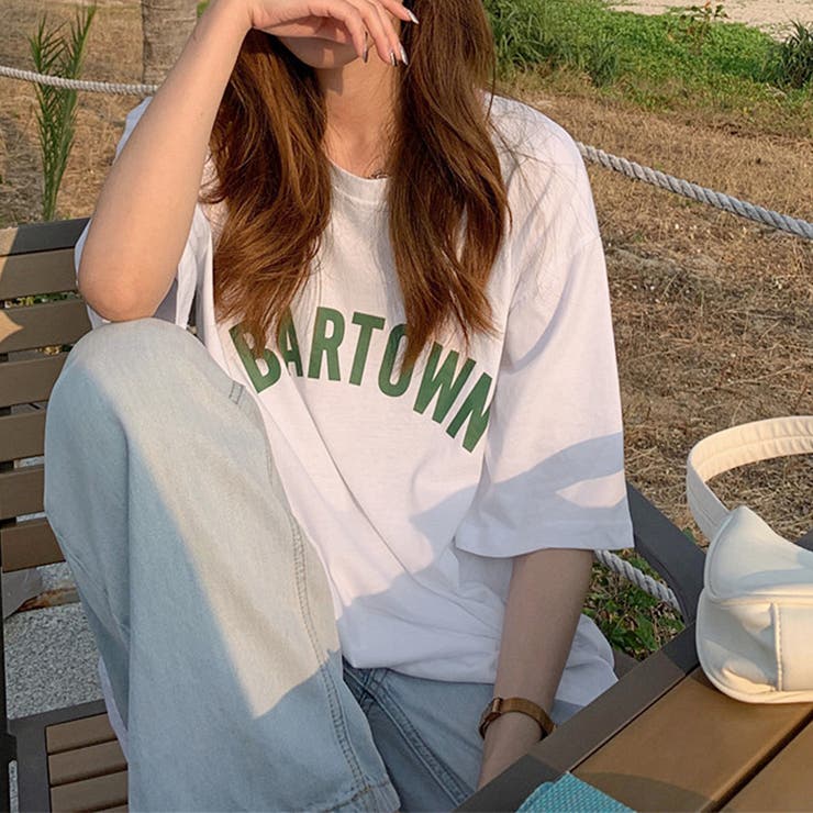 半袖Tシャツ レディース 韓国 英字ロゴ[品番：II000008674