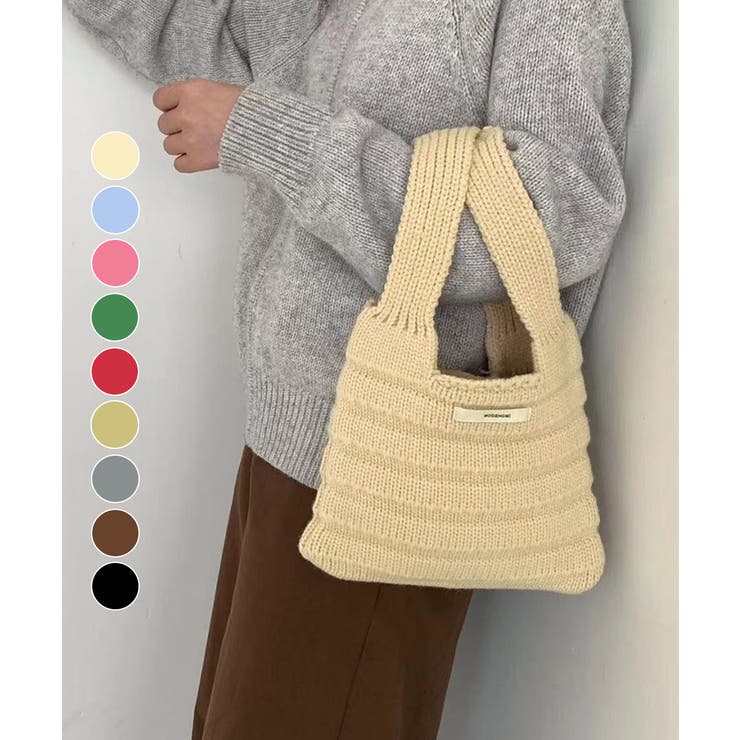 ミニハンドバッグ 英字ロゴ ニットバッグ | Miniministore | 詳細画像1 