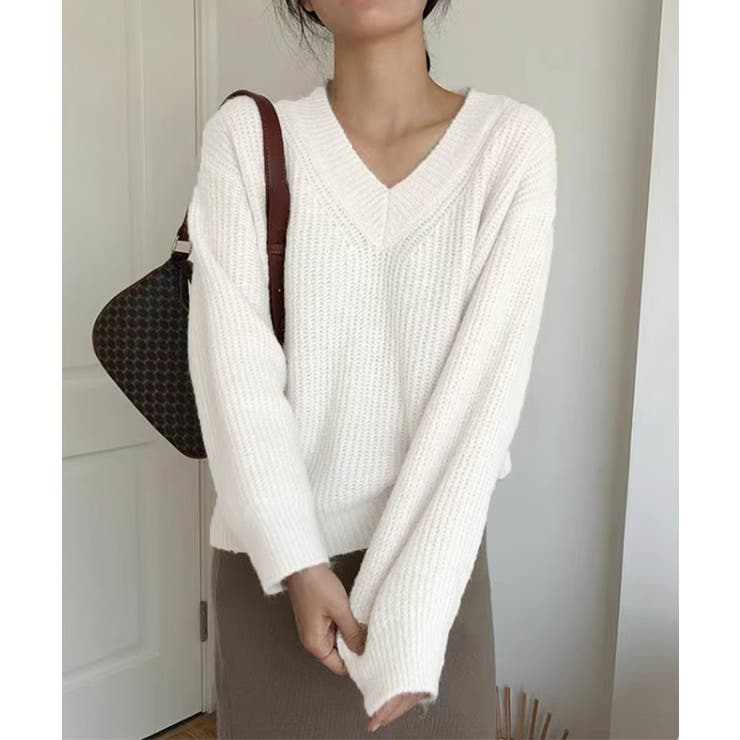 ニットトップス レディース 無地Vネック | Miniministore | 詳細画像4 