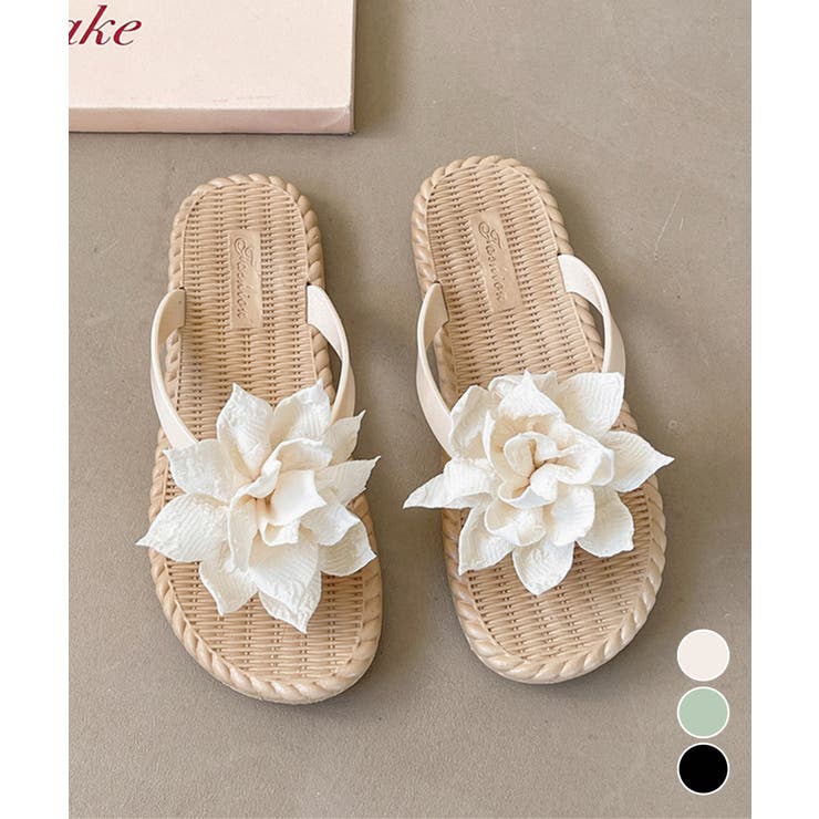 ビーチサンダル 花飾り トングサンダル | Miniministore | 詳細画像1 