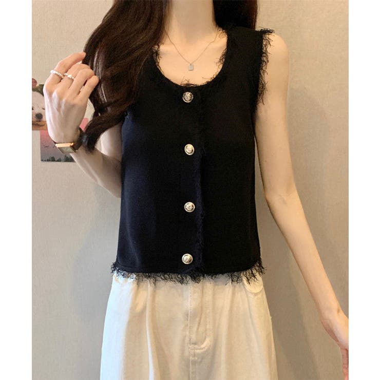 ベスト レディース フリンジ ボタン飾り | Miniministore | 詳細画像10 