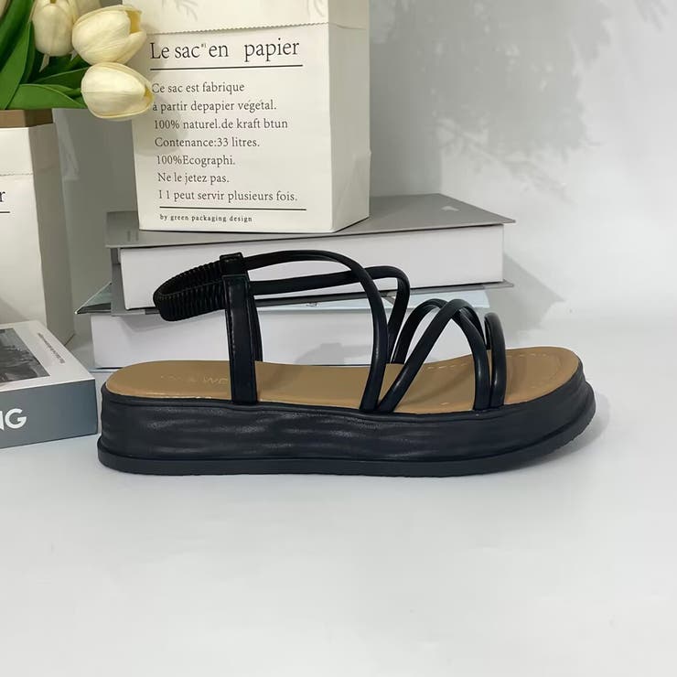 ＜韓国＞厚底7cm ストリング メッシュ サンダル(23.0-25cm) 2色 acquacalda_zzy4k19c0024