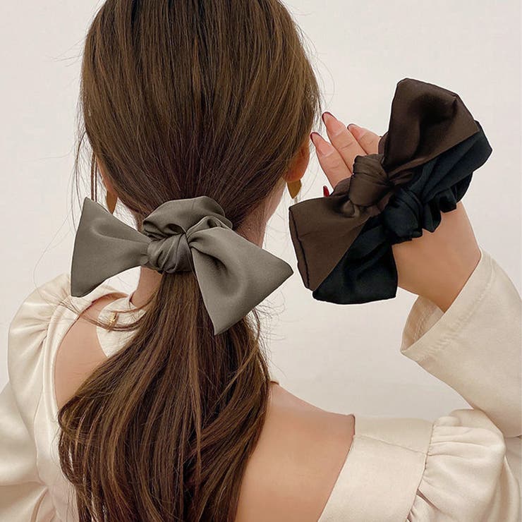 蝶結びヘアゴム シュシュ サテン 3色 | Miniministore | 詳細画像1 