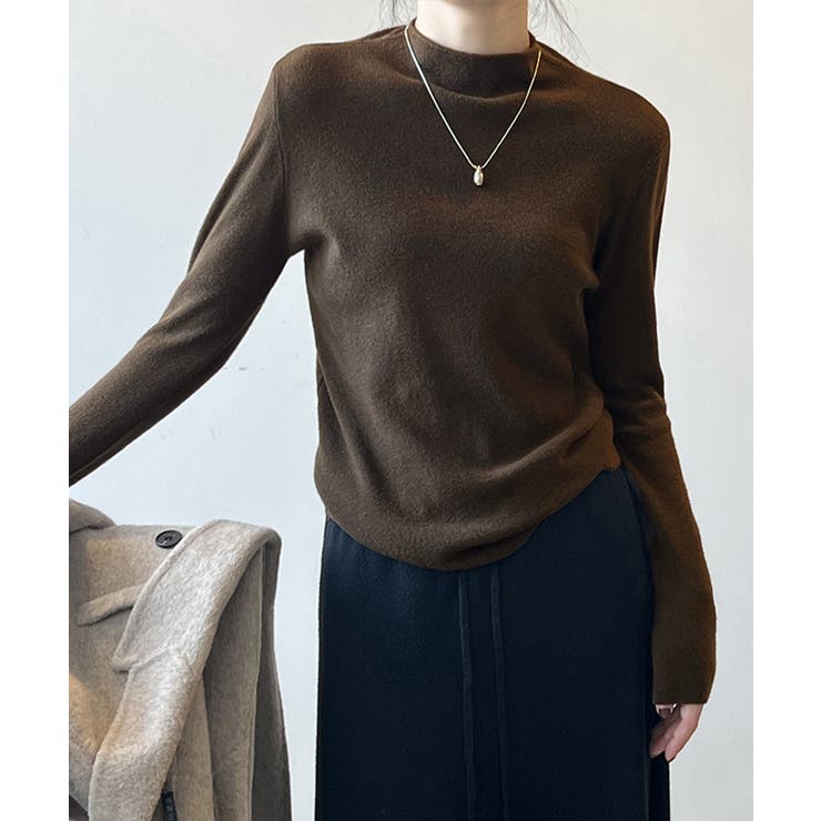 ダークブラウン | 秋冬 ニットトップス レディースきれいめ | Aimoon