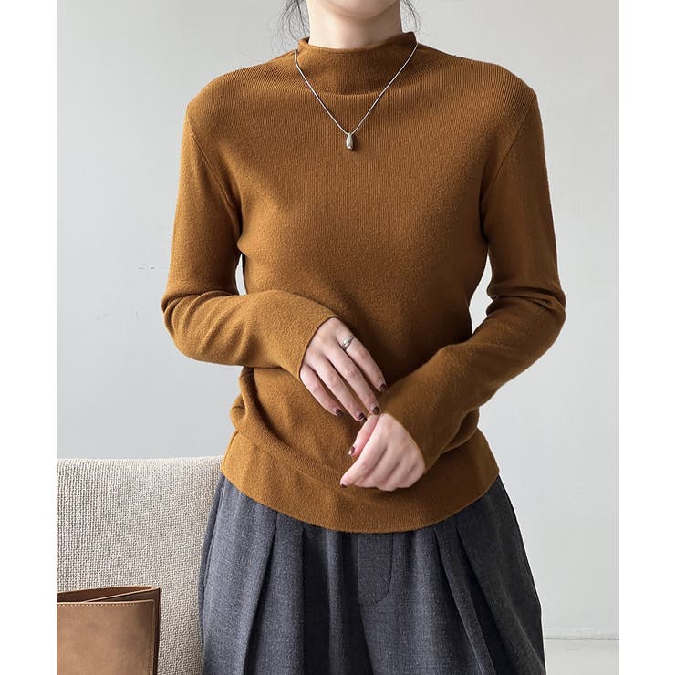 キャメル | 秋冬 ニットトップス レディースきれいめ | Aimoon