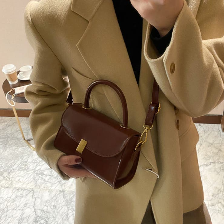 ブラウン | レトロショルダーバッグPUレザー2way オフィスカジュアル | Miniministore