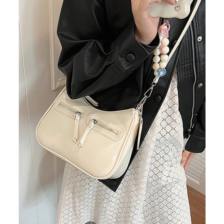 アイボリー | レトロショルダーバッグ ハートチャーム付 | Miniministore