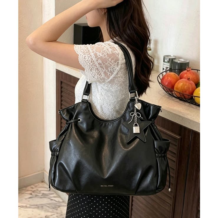 ブラック | フェイクレザー2WAYバッグ レディース 斜めがけバッグ大きめA4 | SUNSHINE CLOSET