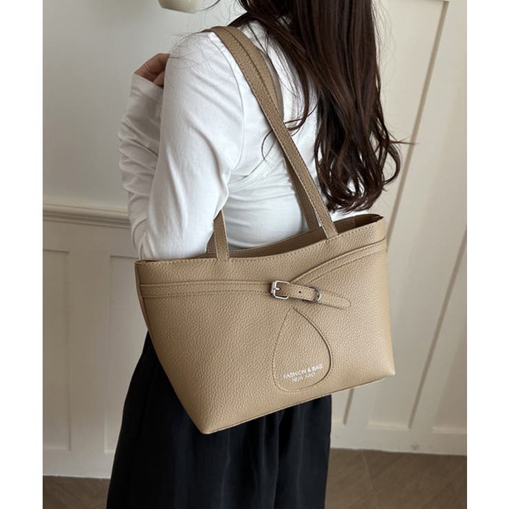 ベージュ | スカーフ付きトートバッグフェイクレザー鞄 | Miniministore
