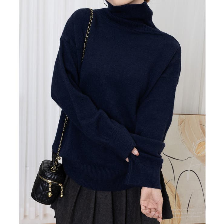 ネイビー | タートルネックニット レディース 秋冬服 | Miniministore