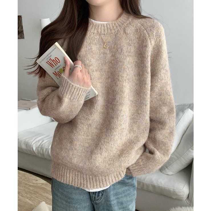 ベージュ | もちもちニットトップスきれいめセーター冬 | Miniministore