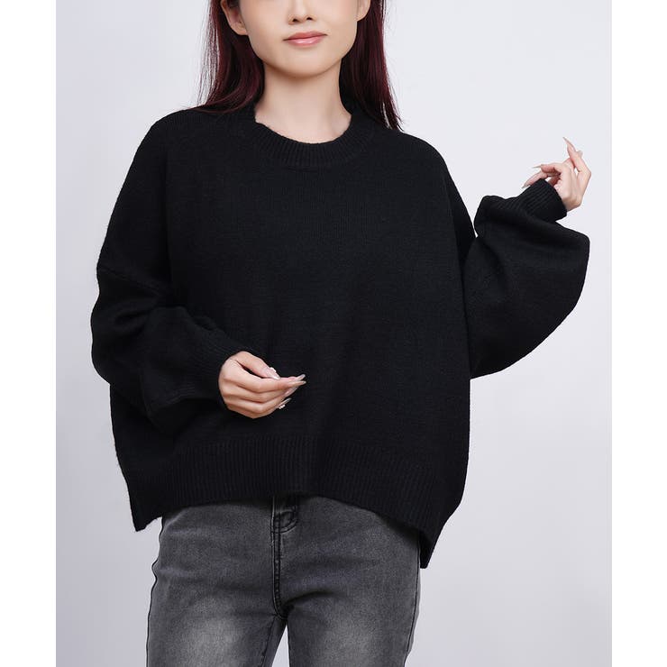 ブラック | ゆったりコクーンニットミックスカラー秋冬 | SUNSHINE CLOSET