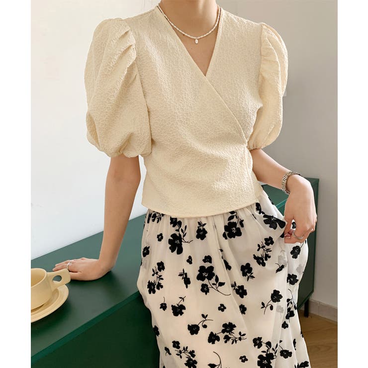 カシュクール トップス パフスリーブ オフィスカジュアル | Aimoon | 詳細画像5 