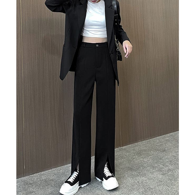 センタープレスパンツ スリットパンツ  オフィスカジュアル[品番：II000006749]｜Aimoon（アイモン）のレディースファッション通販｜SHOPLIST（ショップリスト）