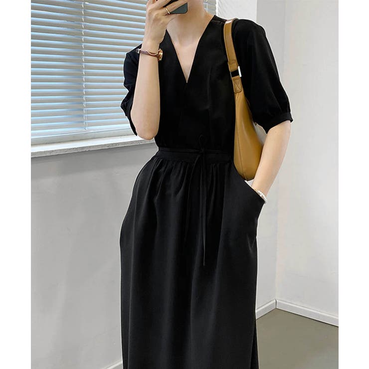 カシュクールワンピース Vネック夏ワンピ[品番：II000007137