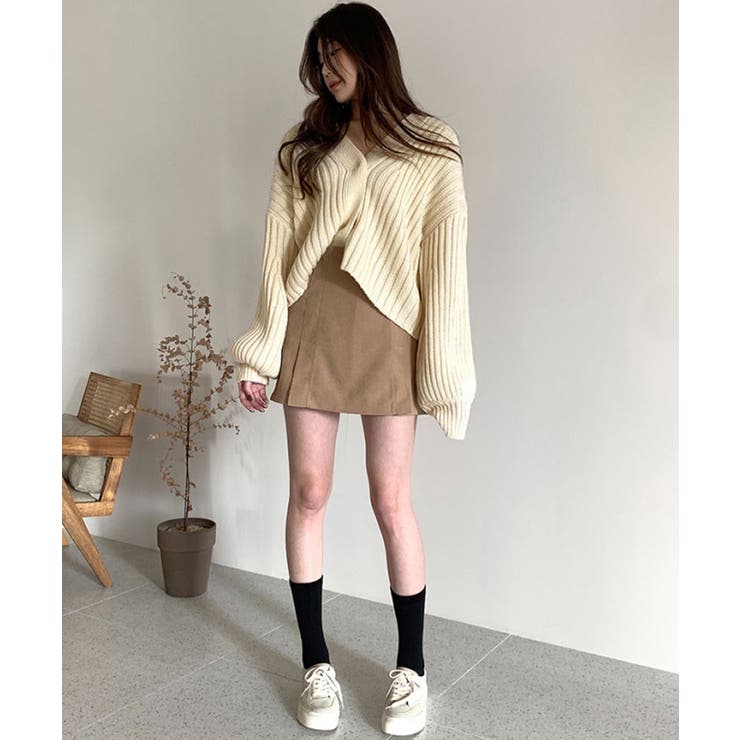 リブニットカーディガン ボリューム袖秋冬 | Aimoon | 詳細画像5 