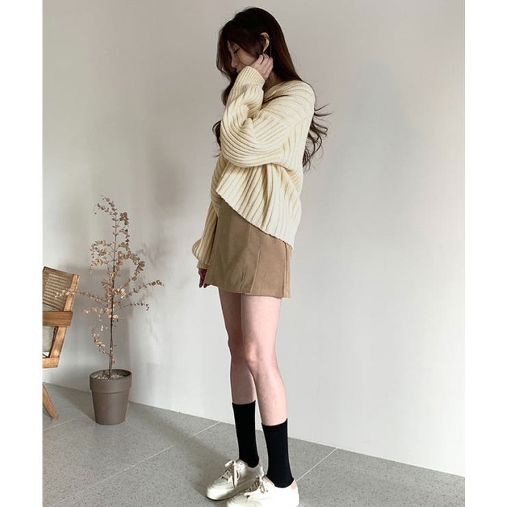 リブニットカーディガン ボリューム袖秋冬 | Aimoon | 詳細画像6 