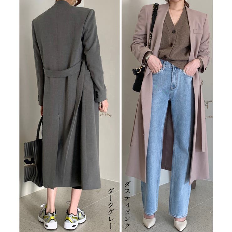 トレンチコートノーカラーコート ロング丈 | Aimoon | 詳細画像2 