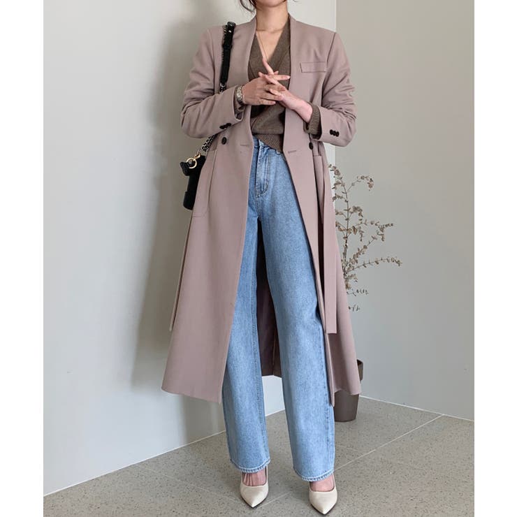 トレンチコートノーカラーコート ロング丈 | Aimoon | 詳細画像7 