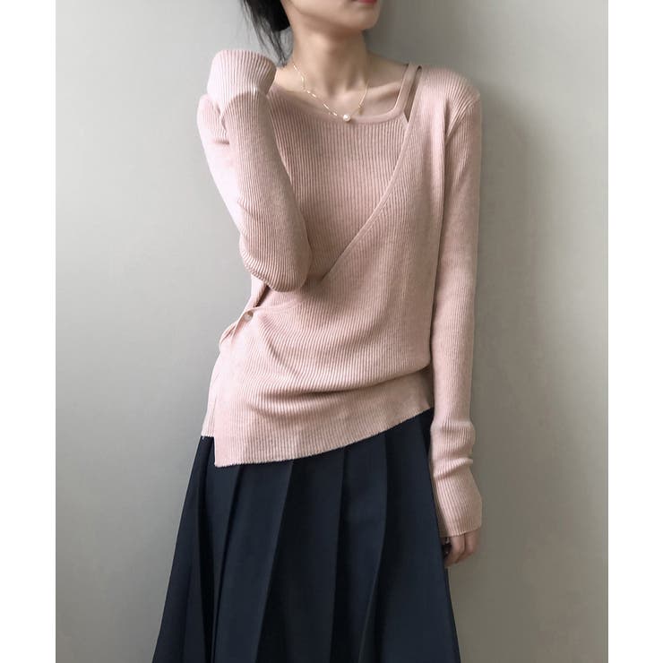 リブニットトップス カシュクール風 韓国 | Aimoon | 詳細画像10 
