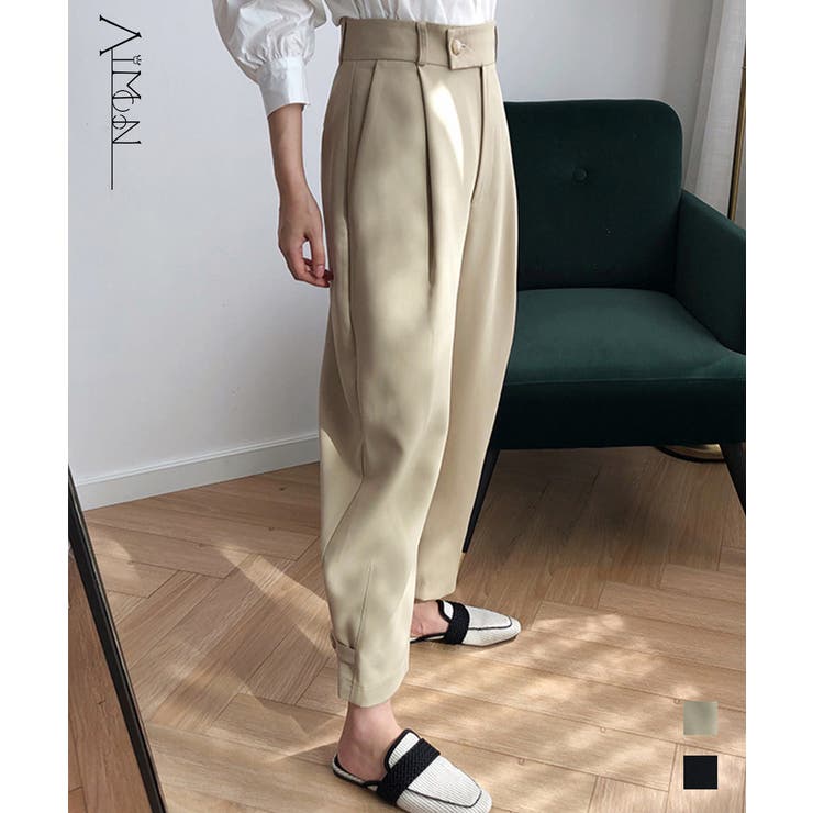 テーパードパンツ タックパンツ ゆったり オフィスカジュアル | Aimoon | 詳細画像1 