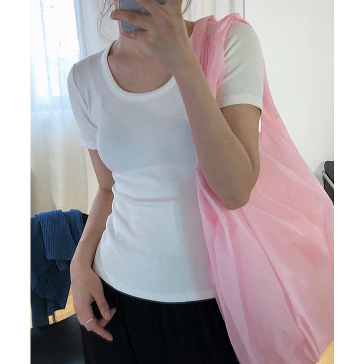 リブニットトップス 夏レディース Uネック | Aimoon | 詳細画像7 