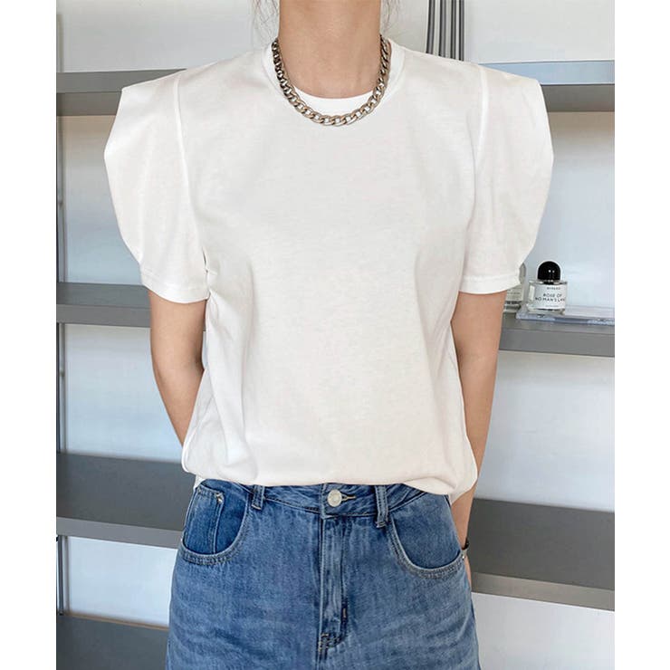 パフスリーブ Tシャツレディース 無地 オフィスカジュアル[品番