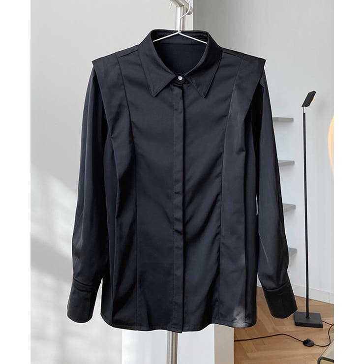 韓国 サテンブラウス 光沢 レディース オフィスカジュアル | Aimoon | 詳細画像13 