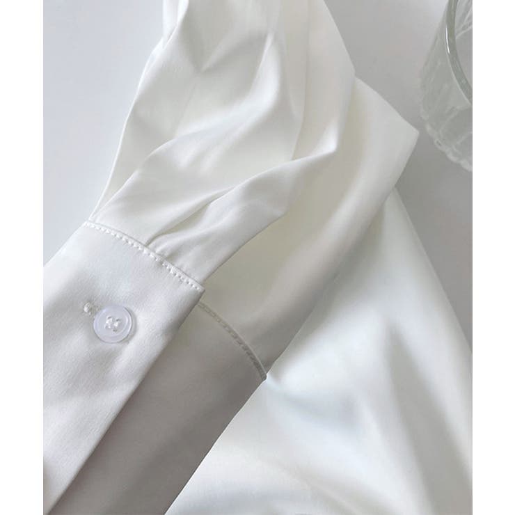 韓国 サテンブラウス 光沢 レディース オフィスカジュアル | Aimoon | 詳細画像20 