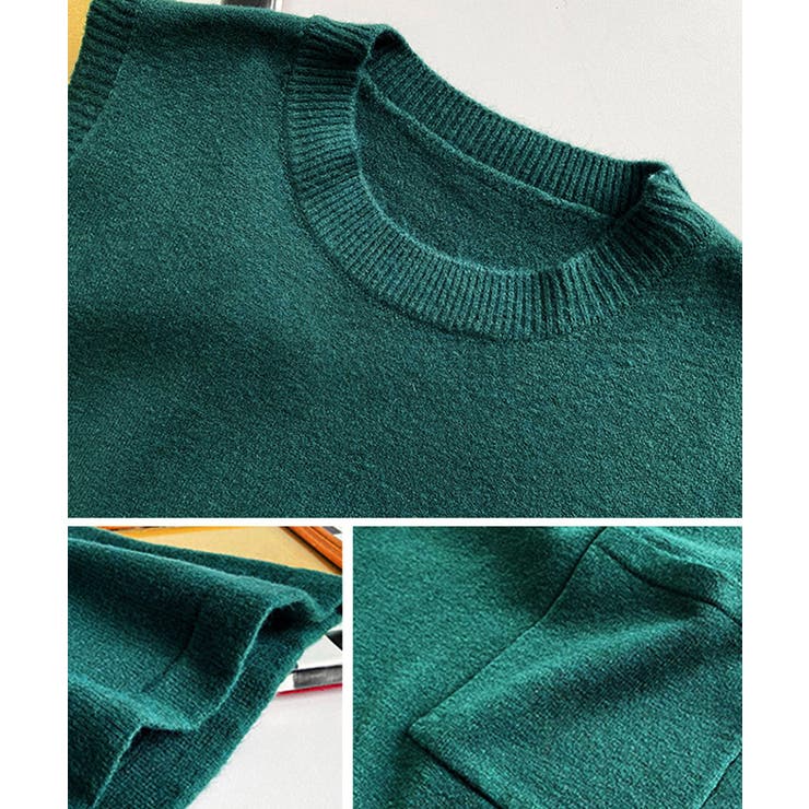 ロング ニットベスト 韓国秋冬ワンピース | Aimoon | 詳細画像16 