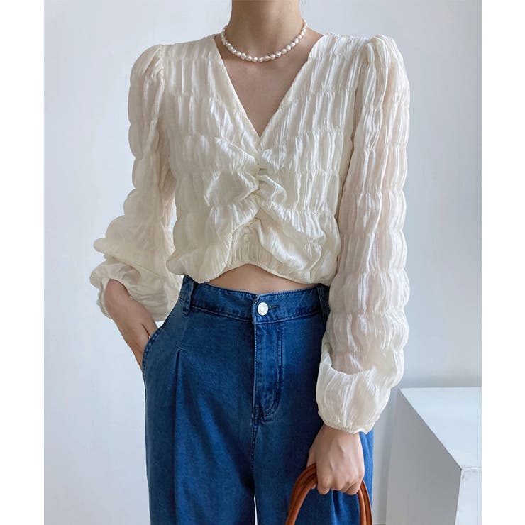 ブラウス Vネック レディース長袖 春夏 オフィスカジュアル | Aimoon | 詳細画像4 