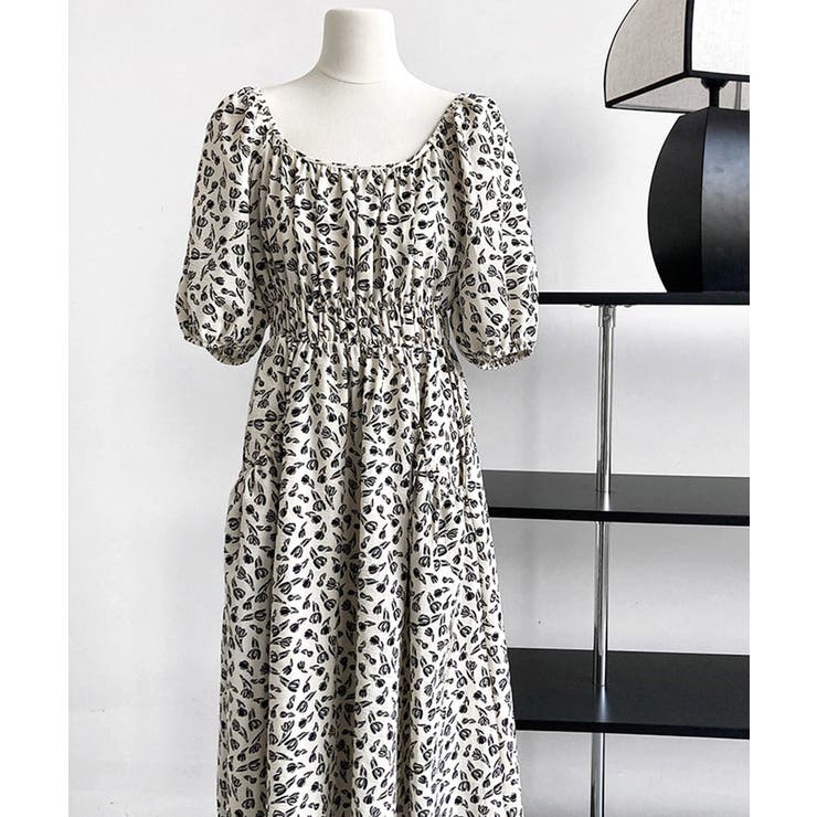 花柄 ロングワンピース春夏スクエアネック | Aimoon | 詳細画像13 