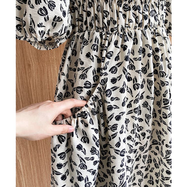 花柄 ロングワンピース春夏スクエアネック | Aimoon | 詳細画像18 