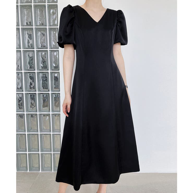 半袖ニットワンピース ロング丈 レディース[品番：KH000014592