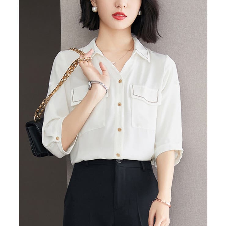 シャツブラウス レディース 半袖 襟付き 夏 品番 Ii Aimoon アイモン のレディース ファッション通販 Shoplist ショップリスト