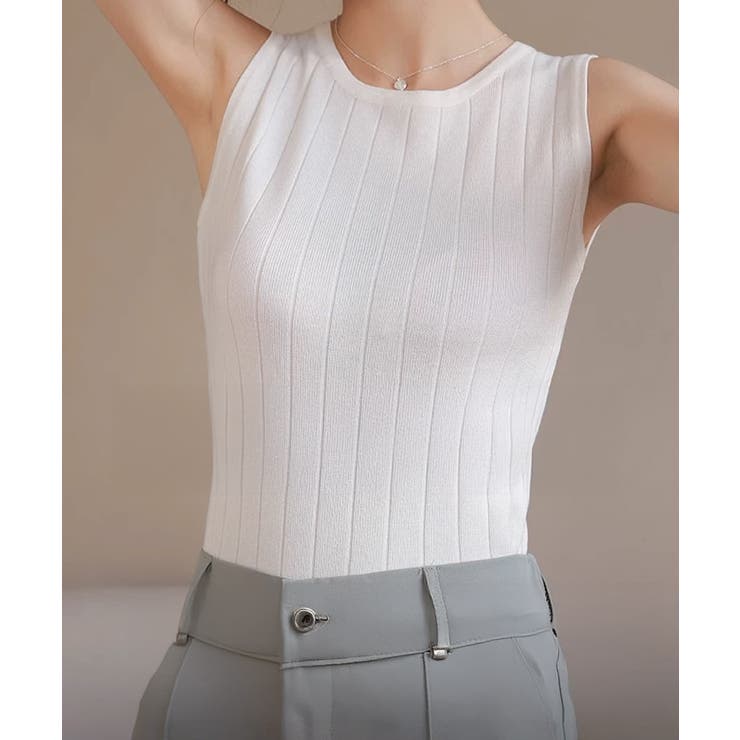cotton rib short knit tank top | NKNIT