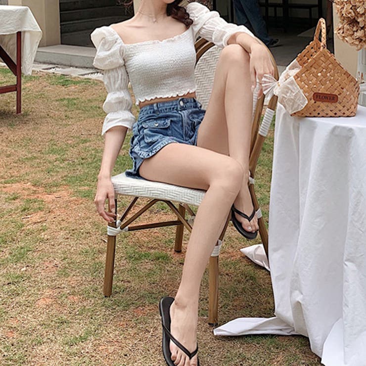 ANDMARY Doll mini pants ショートパンツ　ハイウエスト　S デニム ショートパンツ ハイウエスト美脚[品番：II000010036