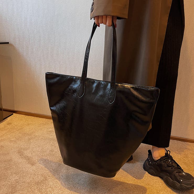 PUレザートートバッグ 大容量 レトロ オフィスカジュアル | Miniministore | 詳細画像5 