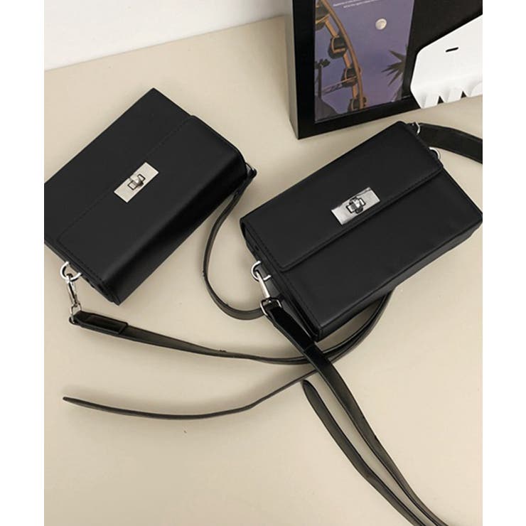 スクエア ショルダーバッグ 斜めがけ鞄黒 | Miniministore | 詳細画像12 