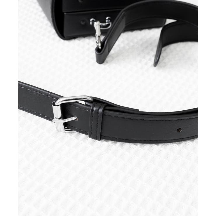 スクエア ショルダーバッグ 斜めがけ鞄黒 | Miniministore | 詳細画像18 