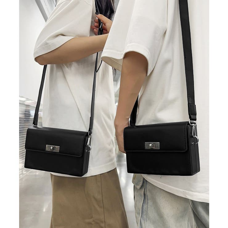 スクエア ショルダーバッグ 斜めがけ鞄黒 | Miniministore | 詳細画像2 