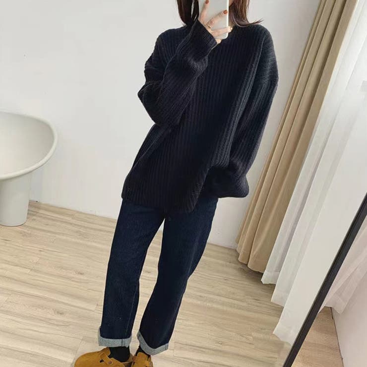 リブ ニットトップス春秋冬ニットセーター[品番：II000009738