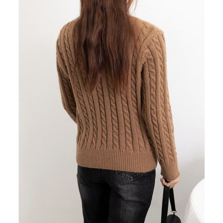 タートルネックニットトップスケーブル編み | Miniministore | 詳細画像20 