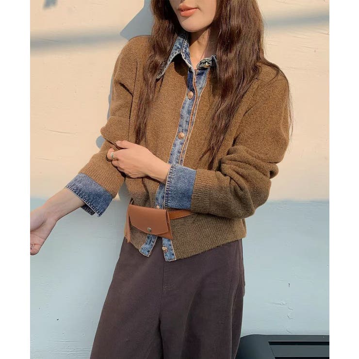 デニム切り替えニットカーディガン 韓国風 | Miniministore | 詳細画像20 