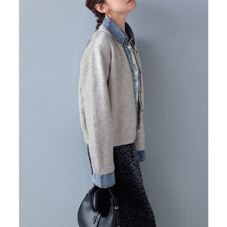 デニム切り替えニットカーディガン 韓国風 | Miniministore | 詳細画像29 