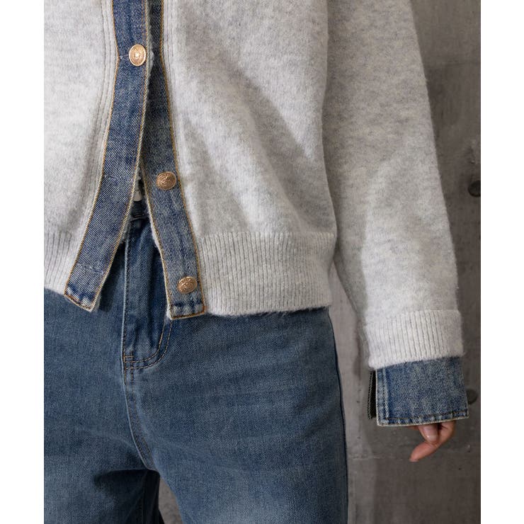 デニム切り替えニットカーディガン 韓国風 | Miniministore | 詳細画像36 