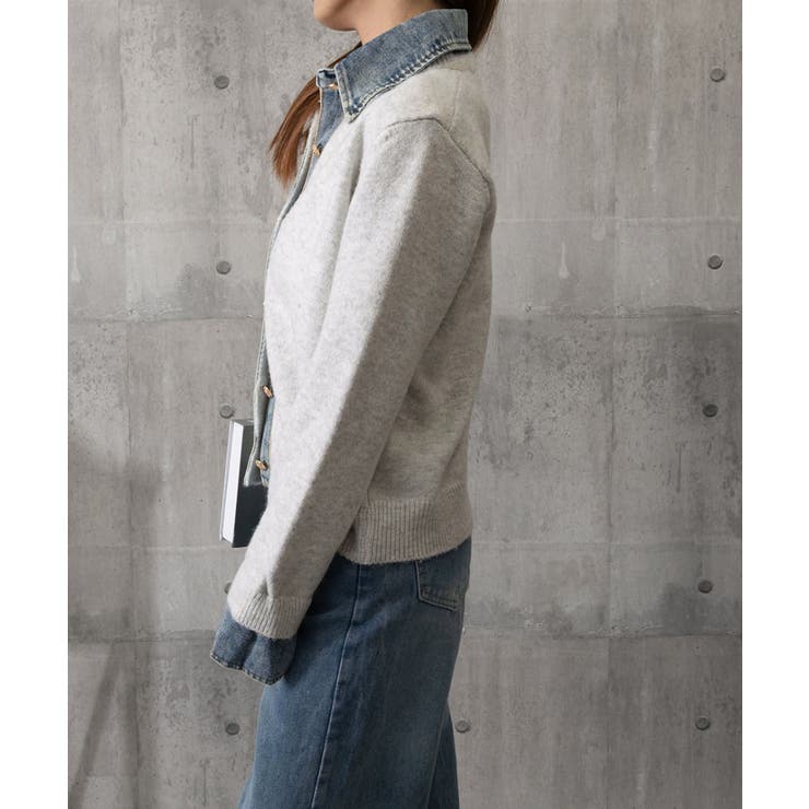 デニム切り替えニットカーディガン 韓国風 | Miniministore | 詳細画像37 